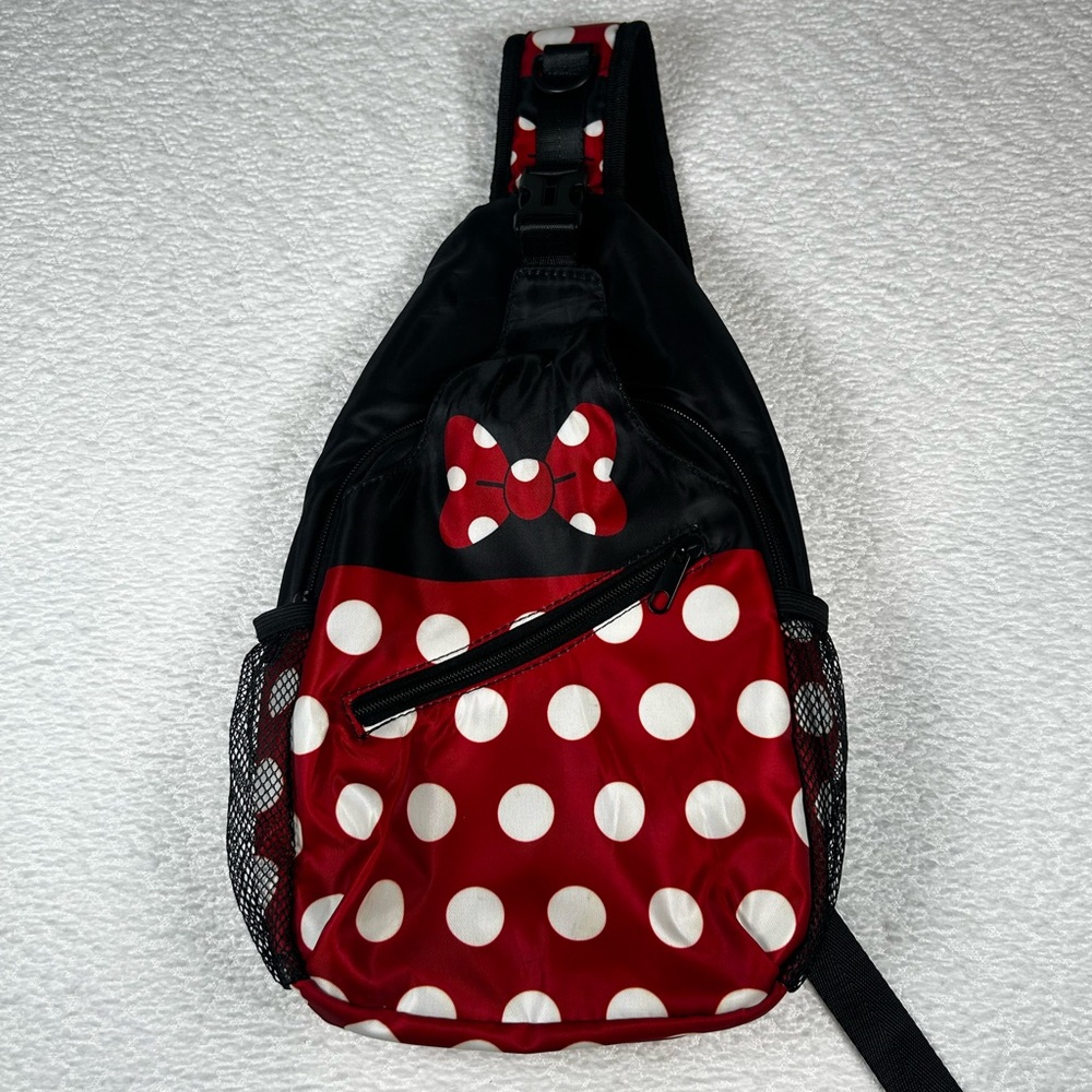 Minnie Mouse Polka Dot Sling Backpack Red Black Crossbody Bag 🎀